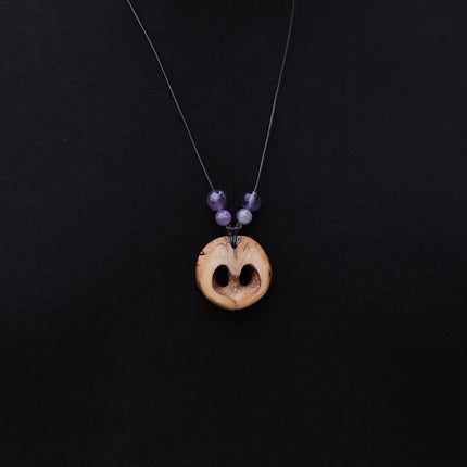 Schwarznuss Herz – Amethystperlen