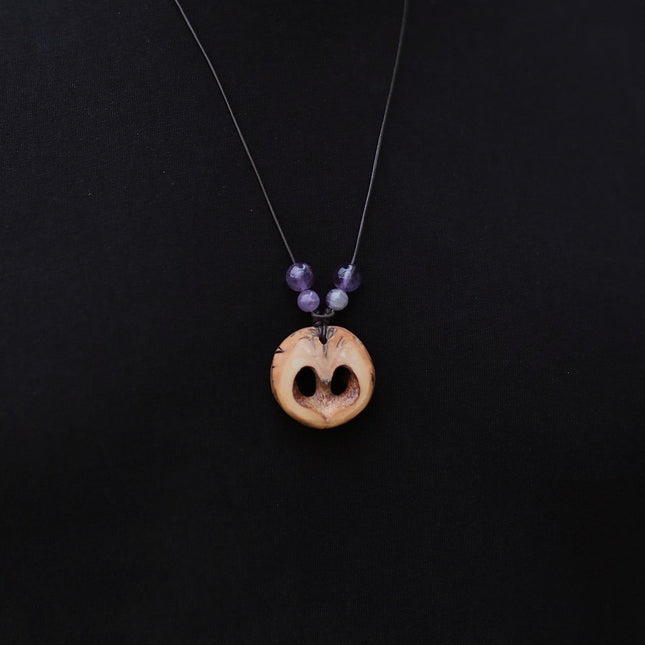 Schwarznuss Herz – Amethystperlen