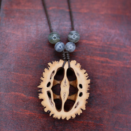 Schwarznuss Amulett – Labradorit