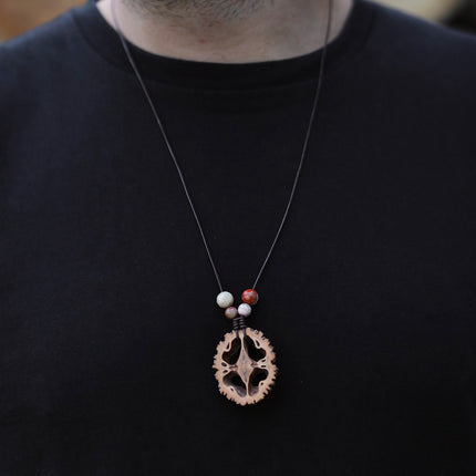 Schwarznuss Scheibe – Crazy Lace Achatperlen