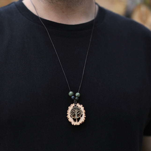 Schwarznuss Scheibe – Lebensbaum & Serpentin