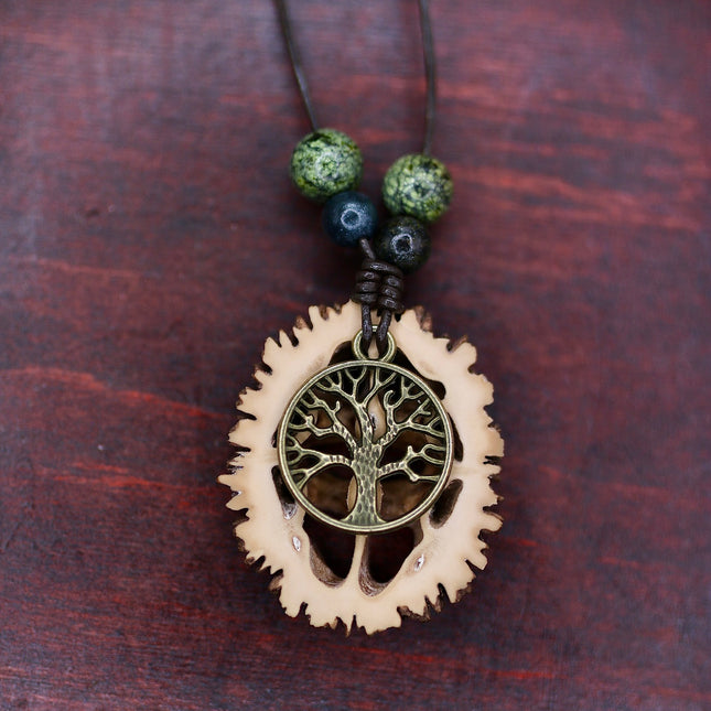 Schwarznuss Scheibe – Lebensbaum & Serpentin